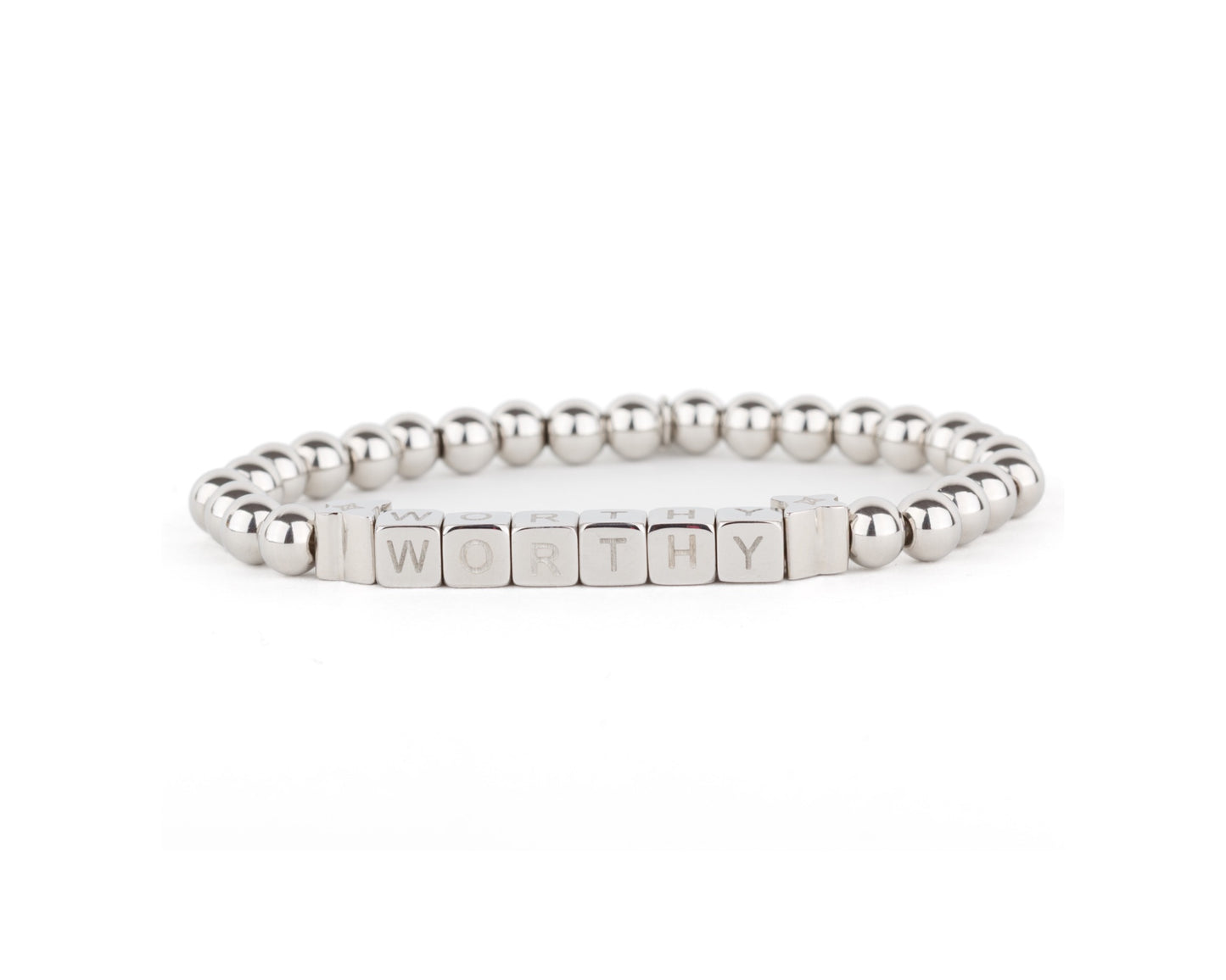 WORTHY Silver Tone Metal Beaded Bracelet