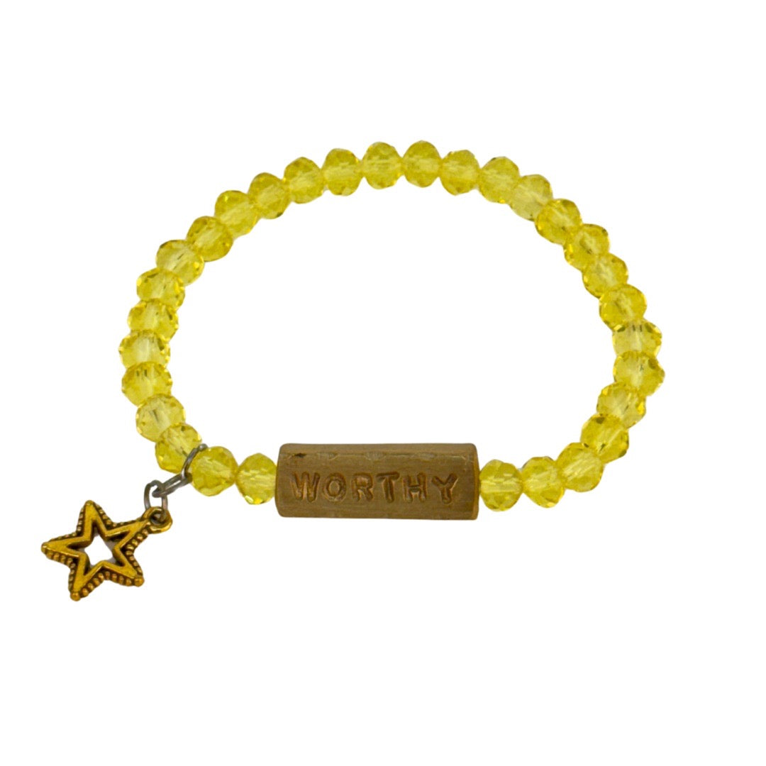 Your Predicament Does Not Determine Your Destiny Brass & Crystal Glass Bead Bracelets - Handmade in Ghana