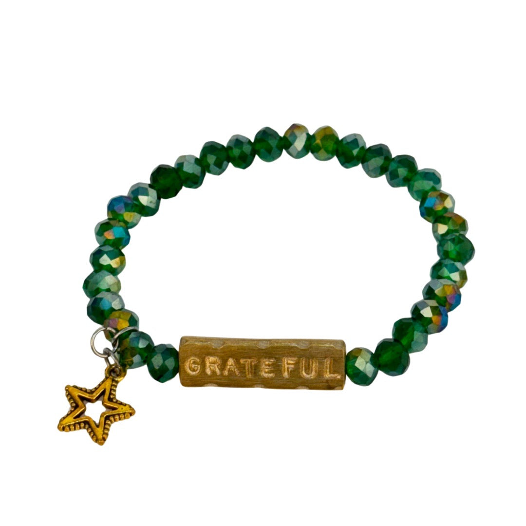 Your Predicament Does Not Determine Your Destiny Brass & Crystal Glass Bead Bracelets - Handmade in Ghana