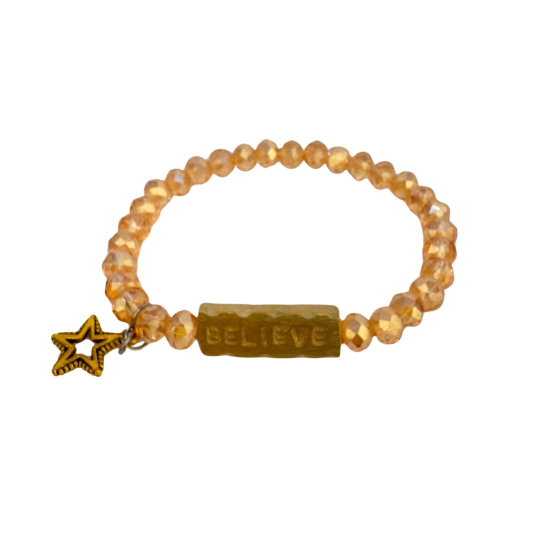 Your Predicament Does Not Determine Your Destiny Brass & Crystal Glass Bead Bracelets - Handmade in Ghana