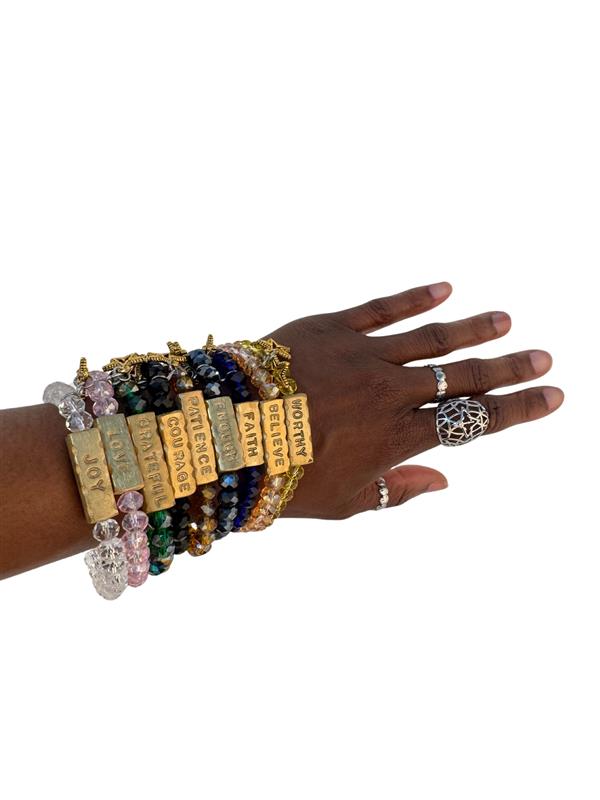 Your Predicament Does Not Determine Your Destiny Brass & Crystal Glass Bead Bracelets - Handmade in Ghana