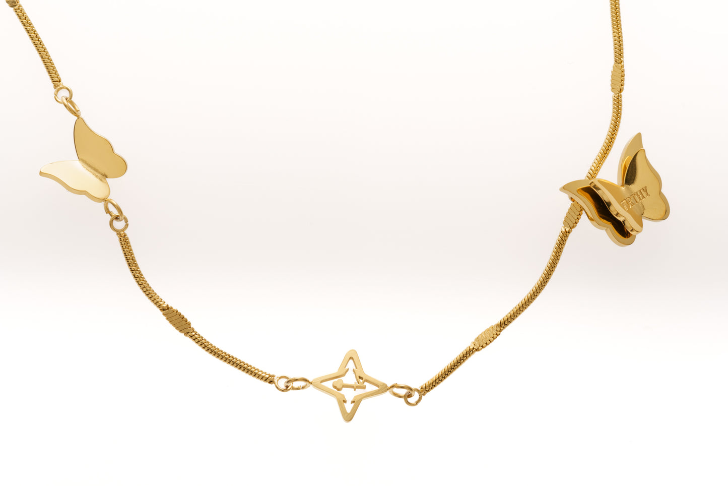 WORTHY Butterfly Necklace Gold Tone