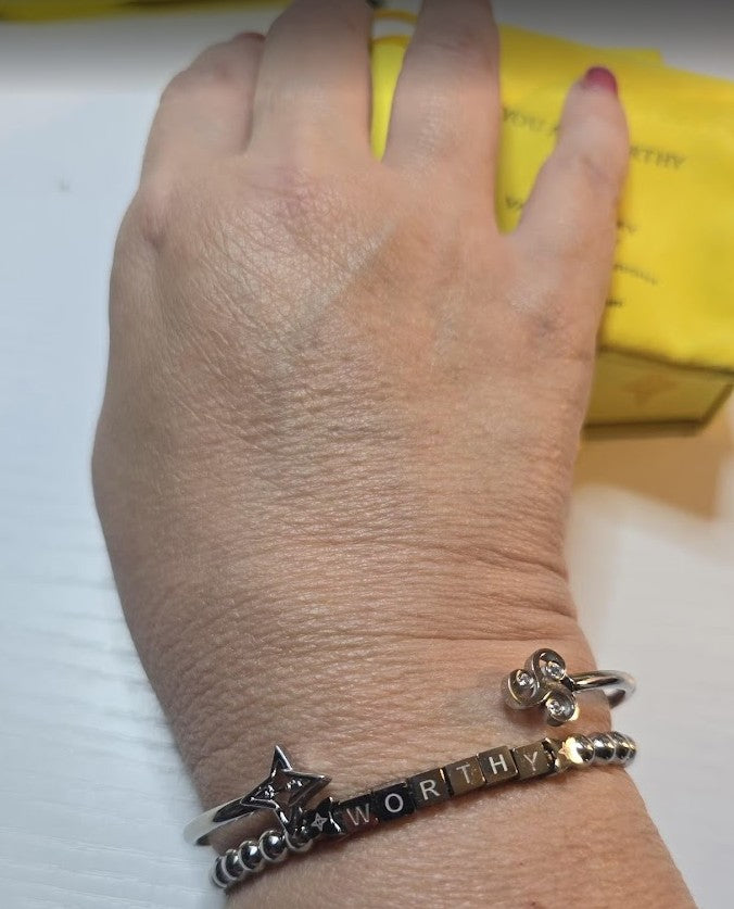 WORTHY Silver Tone Metal Beaded Bracelet