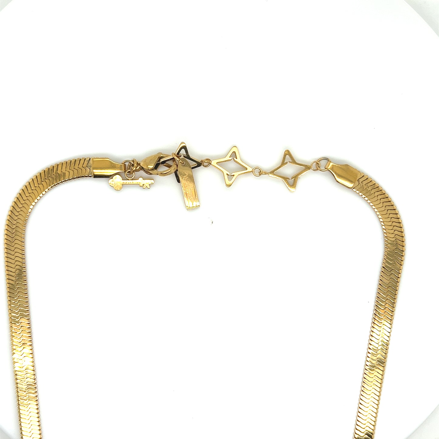 VALENCIA KEY I AM WORTHY Herringbone 18K Gold Plated Necklace