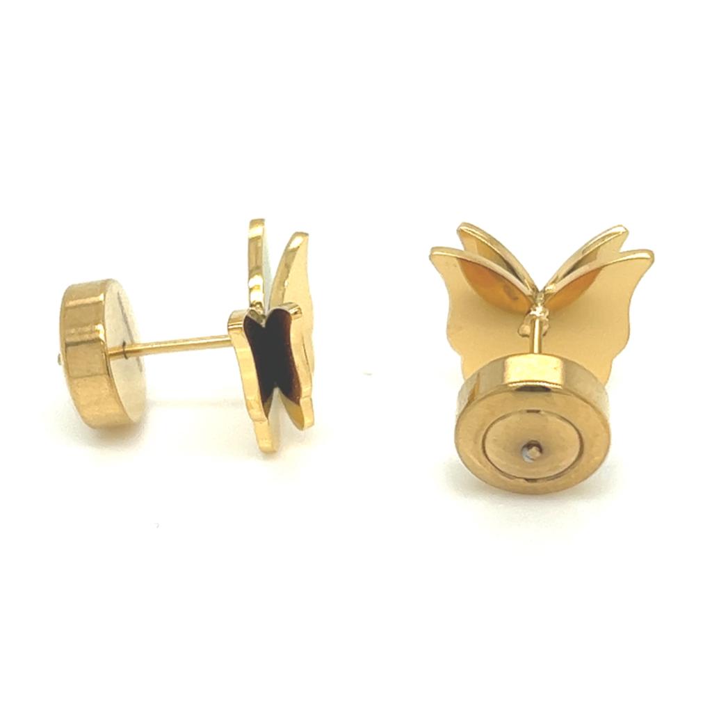 WORTHY Butterfly Stud Earrings Gold Tone