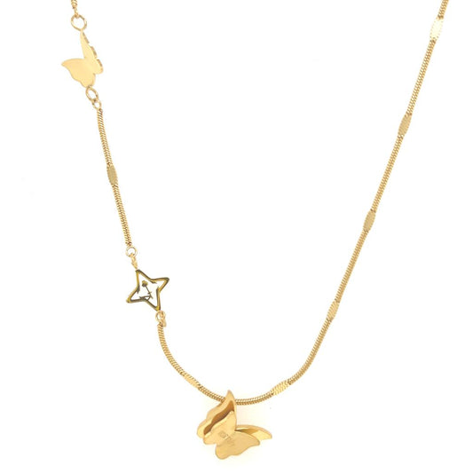 WORTHY Butterfly Necklace Gold Tone