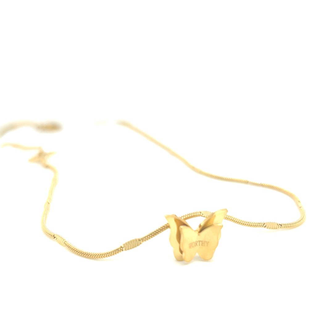 WORTHY Butterfly Necklace Gold Tone