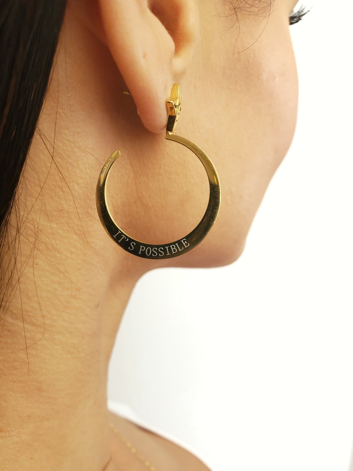 VALENCIA KEY It's Possible 1.5" Small Hoop Earrings Gold Tone