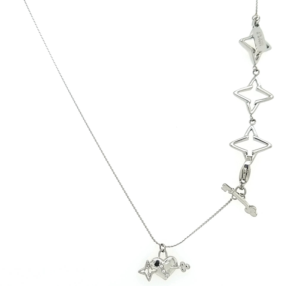 VALENCIA KEY Key to My Heart Light of My Life Necklace Silver Tone