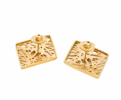 VALENCIA KEY Rooted Statement Size Stud Earrings Gold Tone