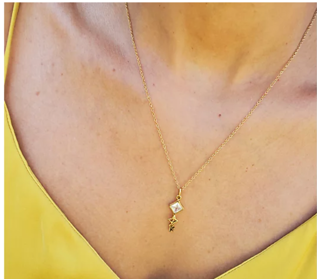 VALENCIA KEY Key to Light Necklace, Gold Tone