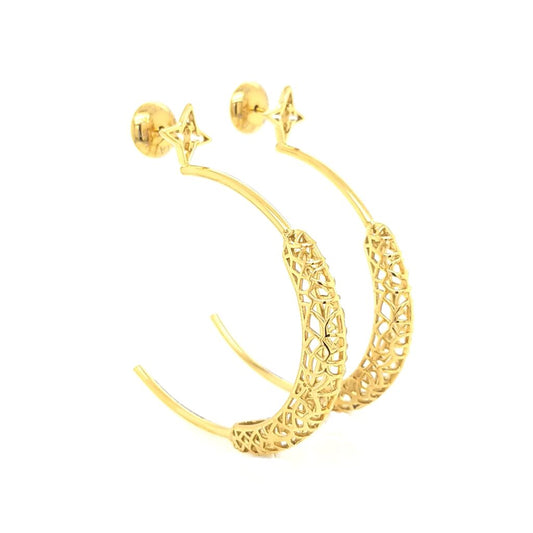 Rooted Hoops Earrings Gold Tone Super Light Weight