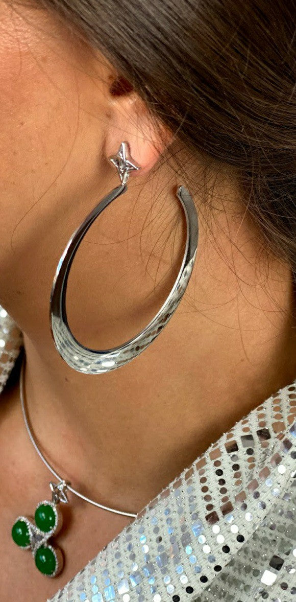 It's Possible 3" Large Hoop Earrings Silver Tone