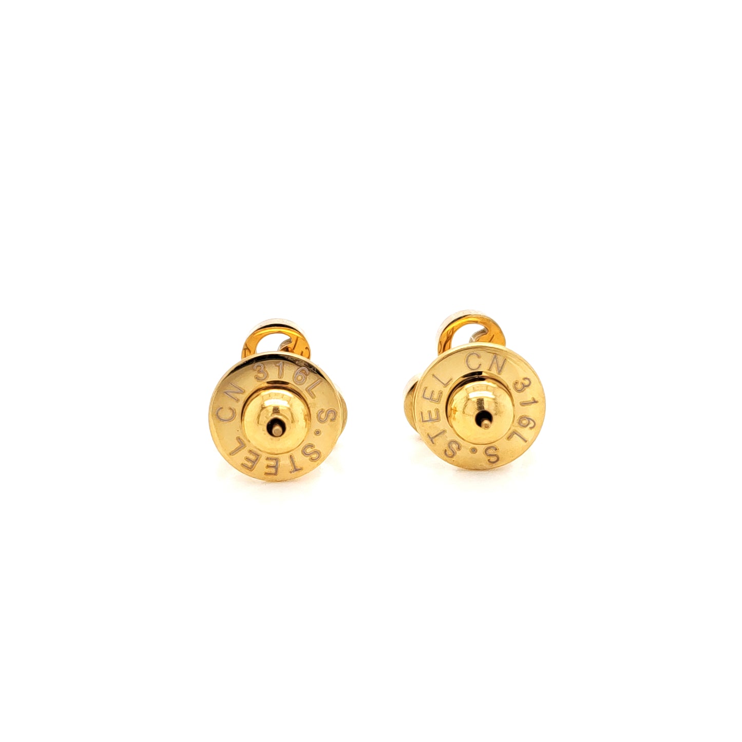 Gratitude Stud Stud Earrings Gold Tone White CZ Stones