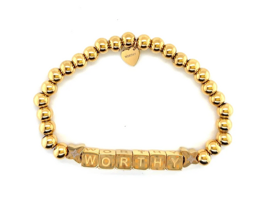 WORTHY 18K Gold Plated Metal Beaded Bracelet