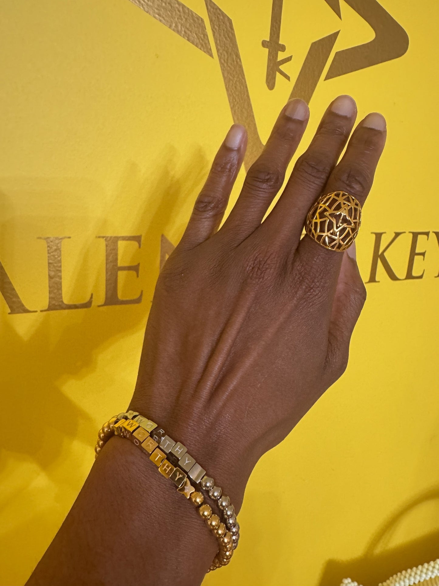 WORTHY 18K Gold Plated Metal Beaded Bracelet