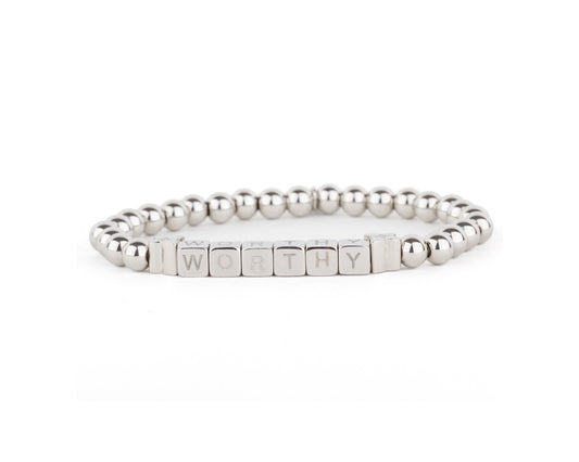 WORTHY Silver Tone Metal Beaded Bracelet