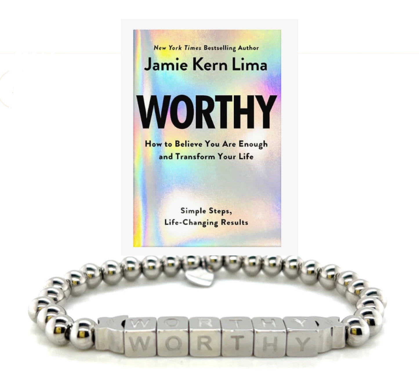 Small size  WORTHY Stainless Steel Beaded Bracelet - Silvertone