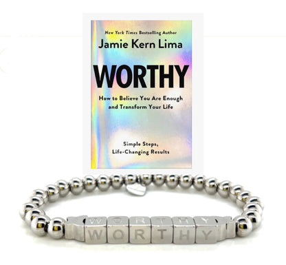 Small size  WORTHY Stainless Steel Beaded Bracelet - Silvertone