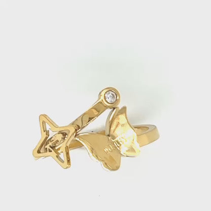 WORTHY Butterfly Ring Gold Tone