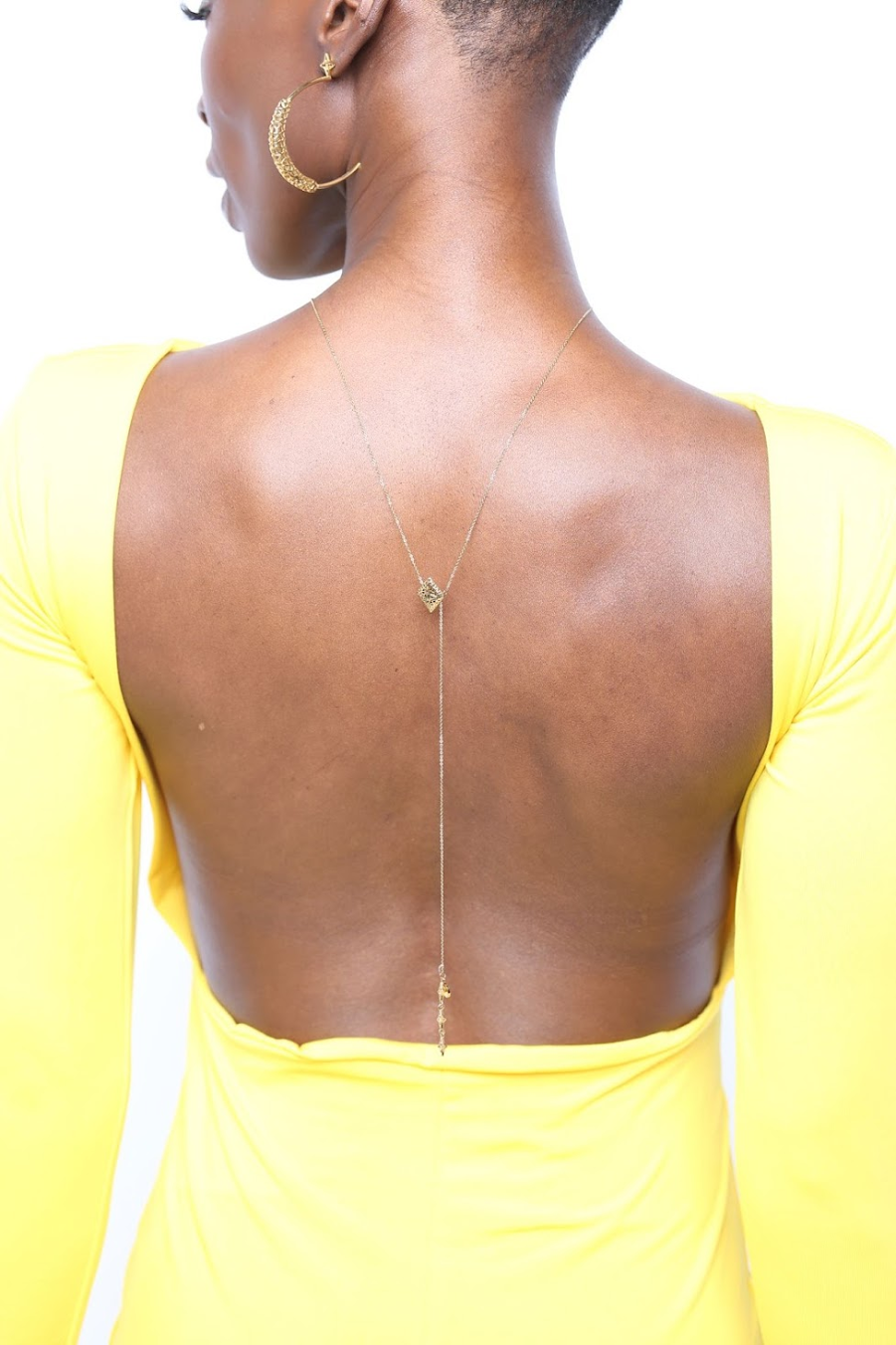 Rooted Adjustable Lariat Necklace Gold Tone