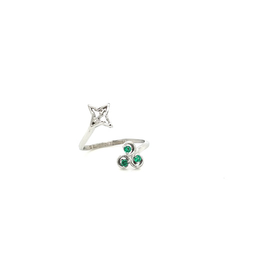 Gratitude Ring Silver Tone w/ Green Crystal