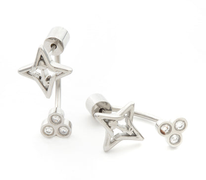 Guiding Star Silver Tone Studs Earrings