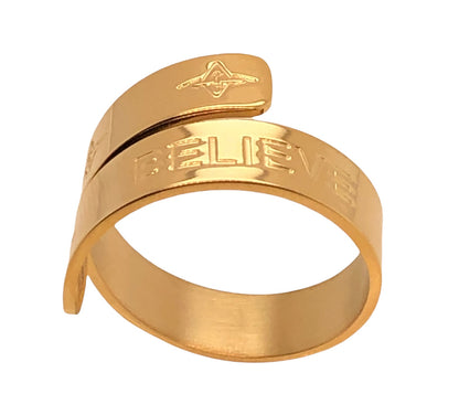 Believe Wrap Adjustable Ring Gold Tone
