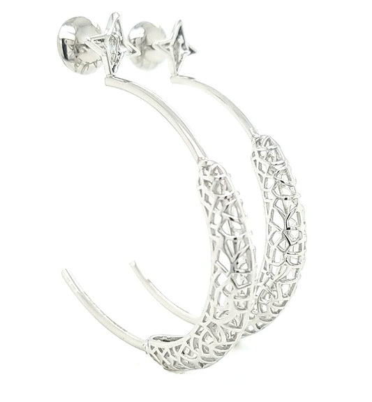 Rooted Hoops Earrings Silver Tone (Super Light Weight)