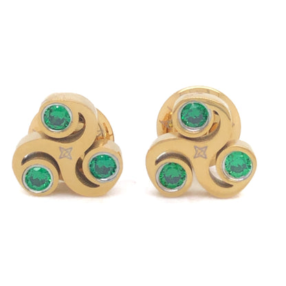 Gratitude Stud Earrings - Gold Green Stone