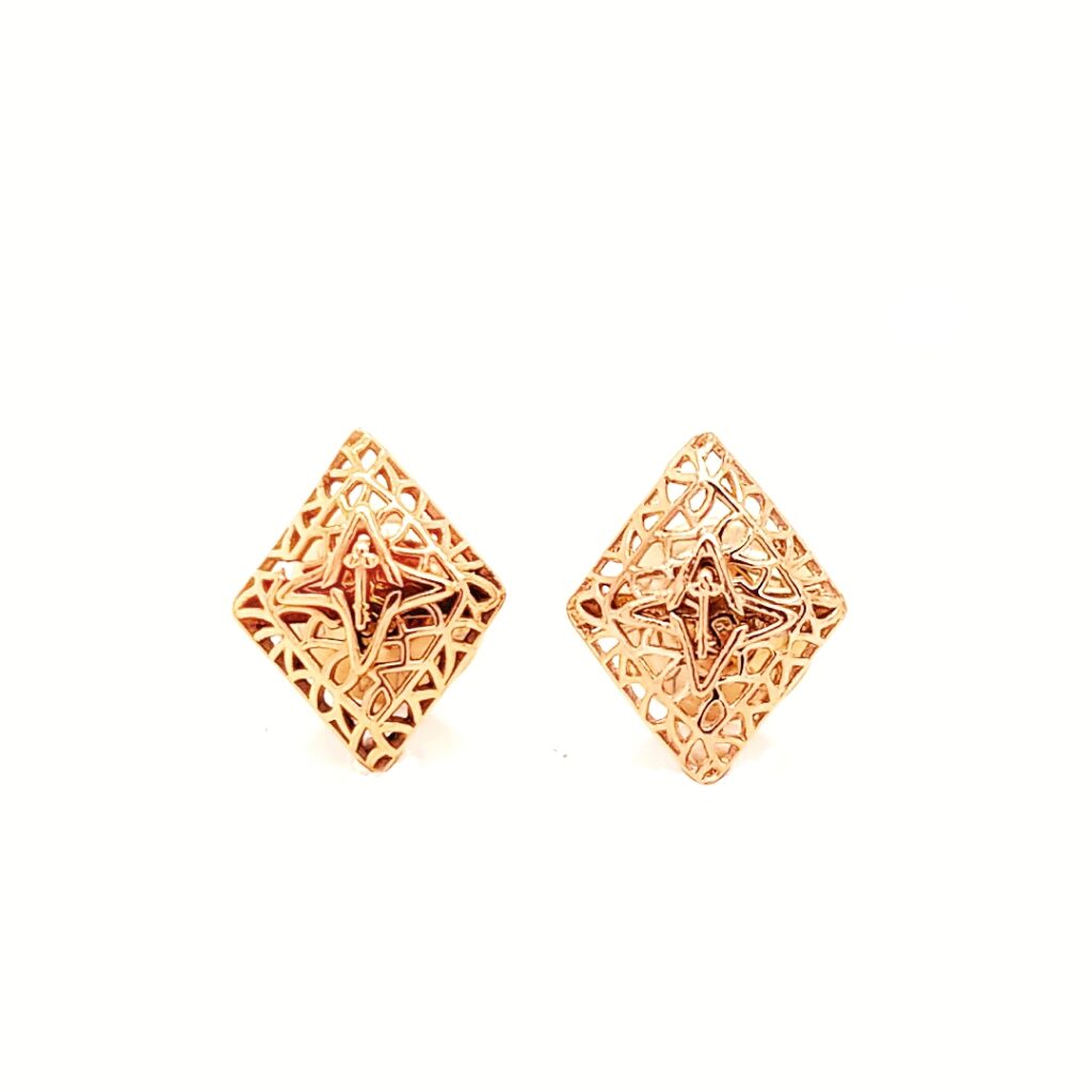 Rooted Small Stud Earrings Rose Gold Tone