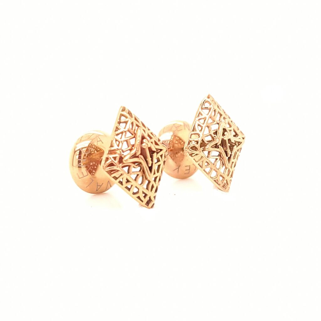 Rooted Small Stud Earrings Rose Gold Tone