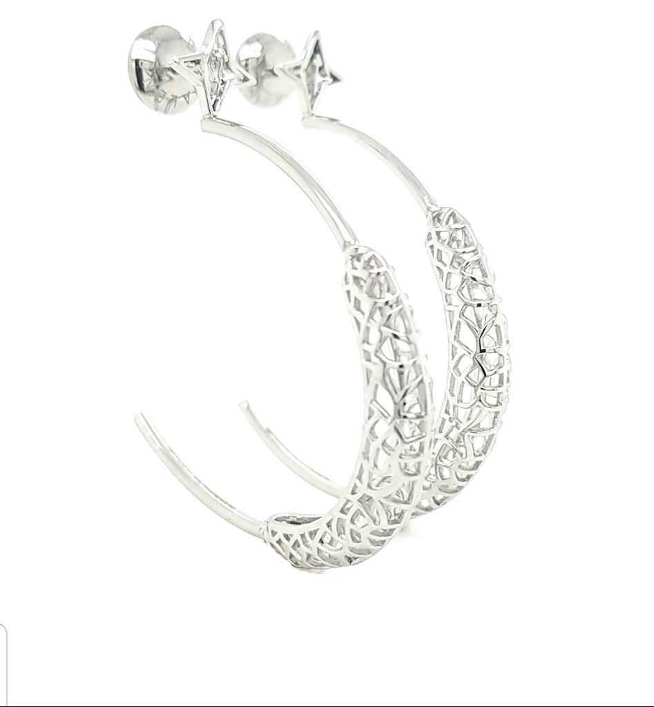 Rooted Hoops Earrings Silver Tone (Super Light Weight)