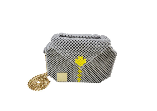 VALENCIA KEY MULTIFACETED 2-in-1 Beaded Bag - Kintampo Light Grey