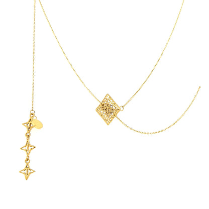 Rooted Adjustable Lariat Necklace Gold Tone
